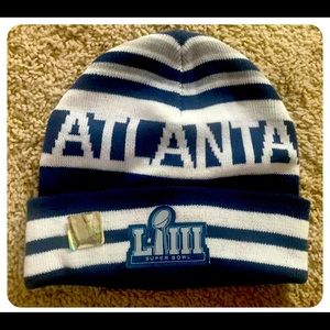 🌻3 for $25 🏷️ • SUPER BOWL 53 LIII Atlanta Navy White Stripe Skull Cap Beanie